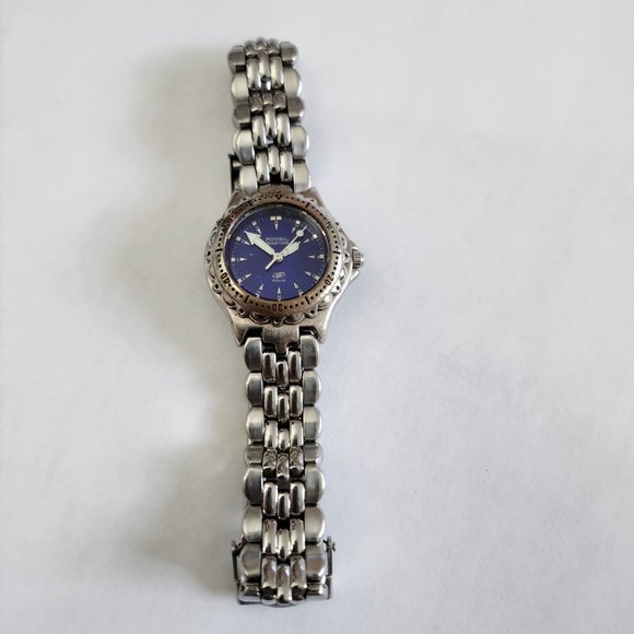 Fossil AM-3099 Steel Diver Blue Dial Wr50m Rotating Bezel Women's Watch - Picture 5 of 9